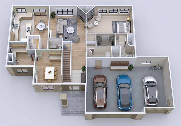 Mead Legacy House Plans - Pebble Brook Main Floor 3D