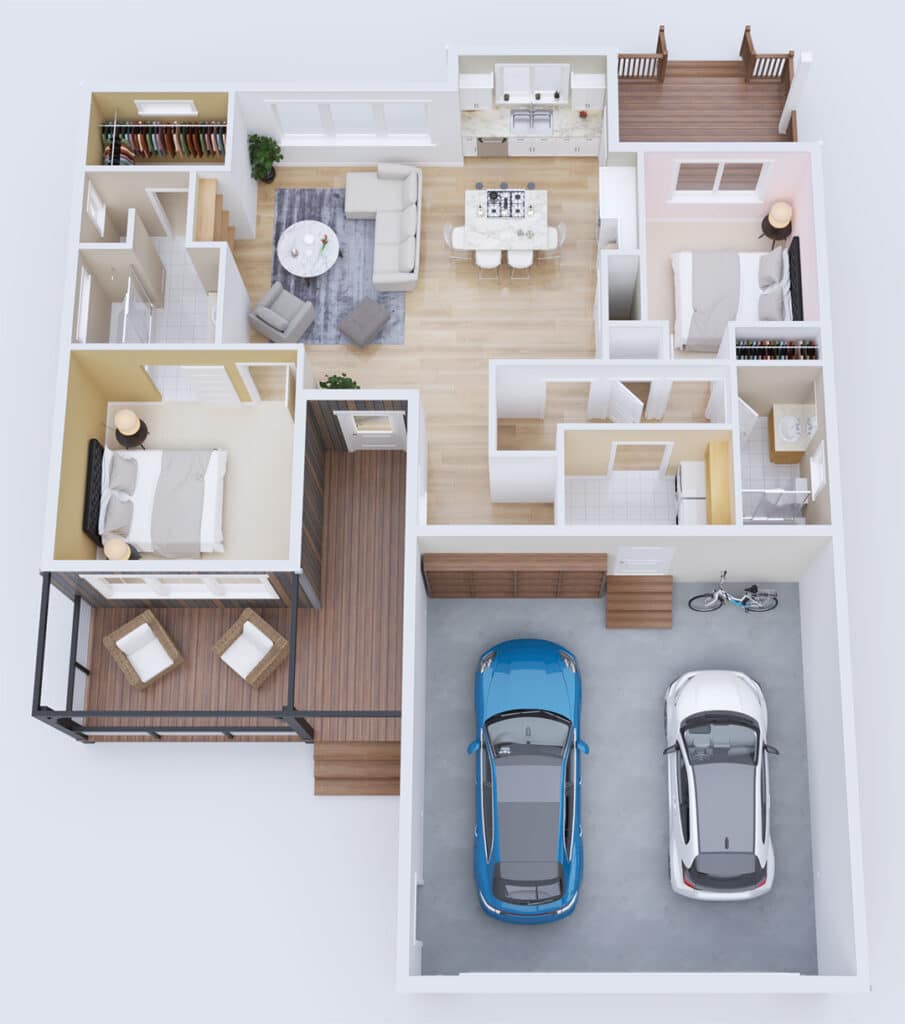 Bungalow Floor Plan from Mead Legacy - 3D Floor plan