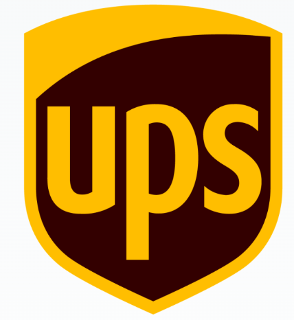 Brown and yellow UPS logo.